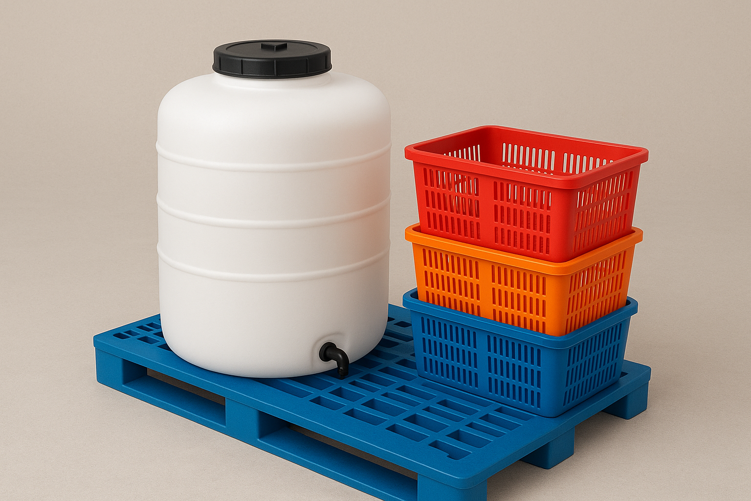 راهنمای جامع انتخاب تجهیزات پلاستیکی | سبد، پالت و مخزن آب