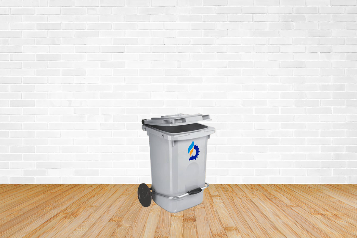 سطل زباله ۸۰ لیتری پدال‌دار چرخ‌دار